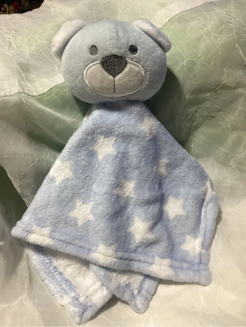 Swiggles Teddy Bear Light Blue & White Star Plush Baby Lovey Security Blanket